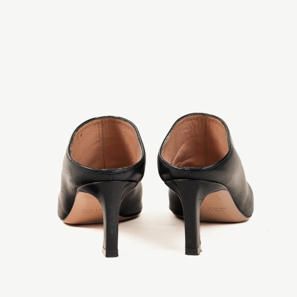 Stuart Weitzman Mira Nero Leather Pointed-Toe Mules - Picture 3 of 9